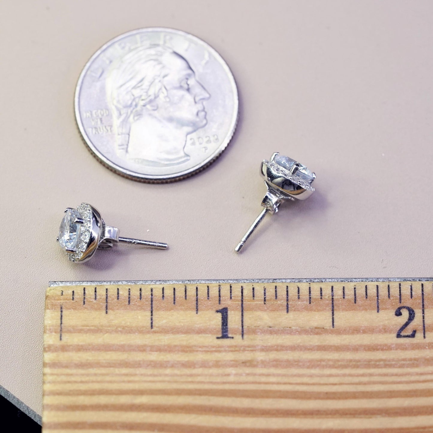 8mm, Sterling silver handmade earrings, 925 cz cluster studs