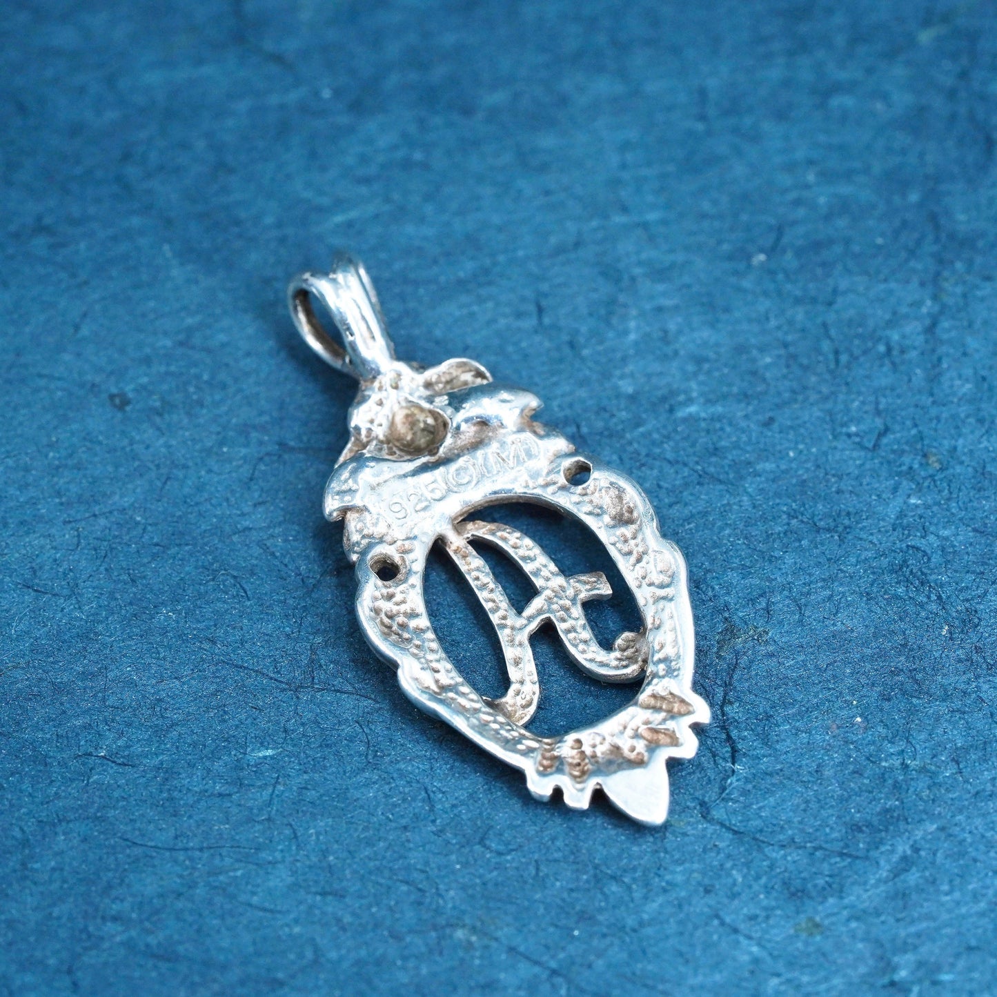 Vintage sterling silver handmade pendant, 925 charm, letter "A"