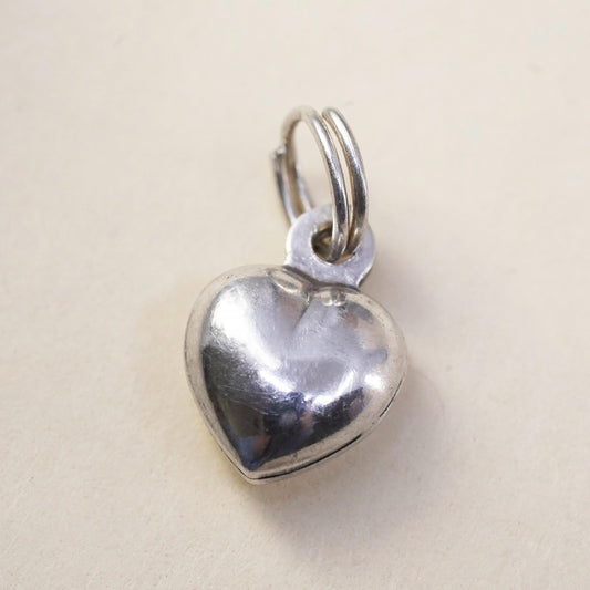 Vintage sterling silver heart tag charm, 925 pendant