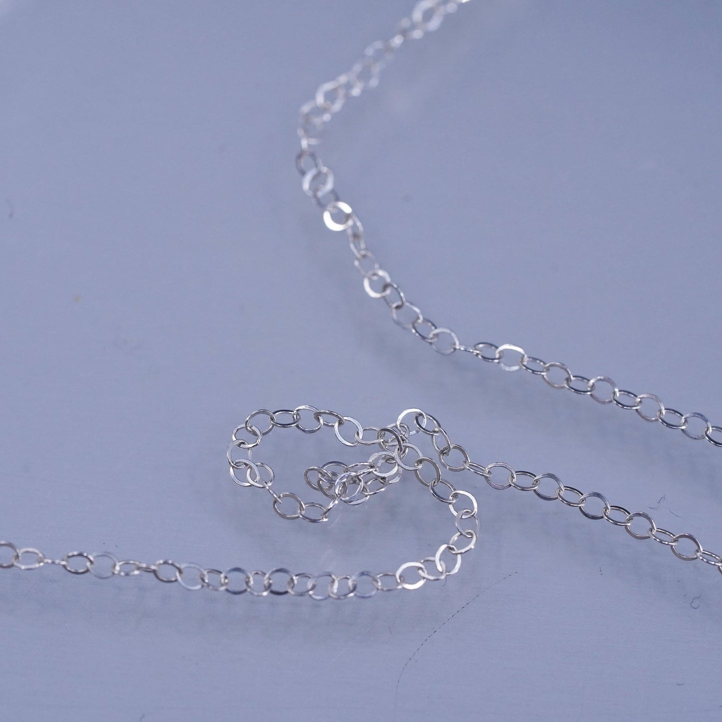 20” 1mm, vintage Italian Sterling 925 silver circle chain necklace