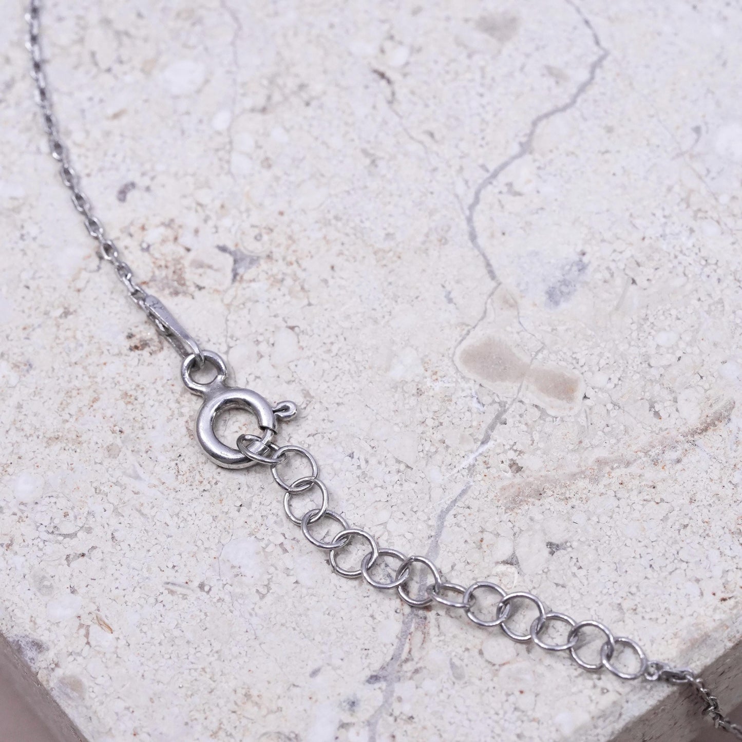 16+1”, vintage Sterling silver necklace, 925 circle chain healing hand pendant