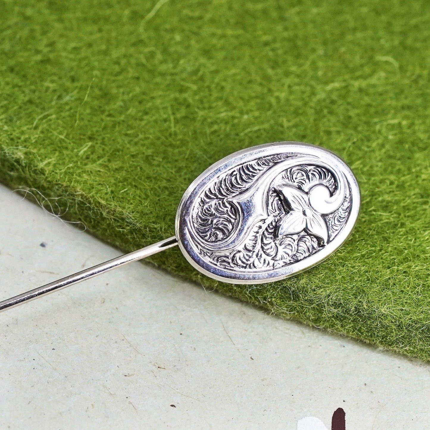 Vintage sterling 925 silver handmade flower pin