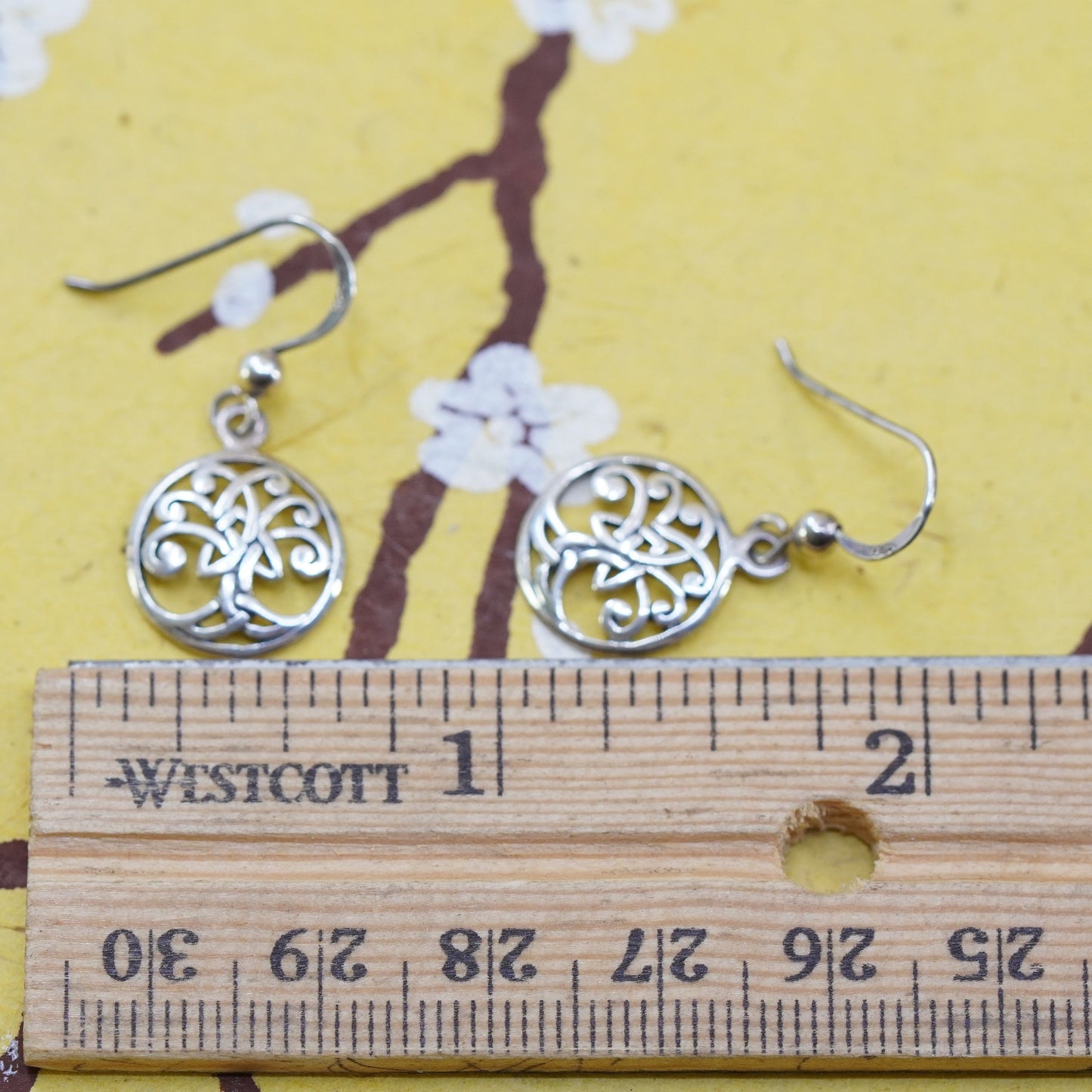 Vintage Sterling silver Irish knot handmade dangles, 925 family tree earrings