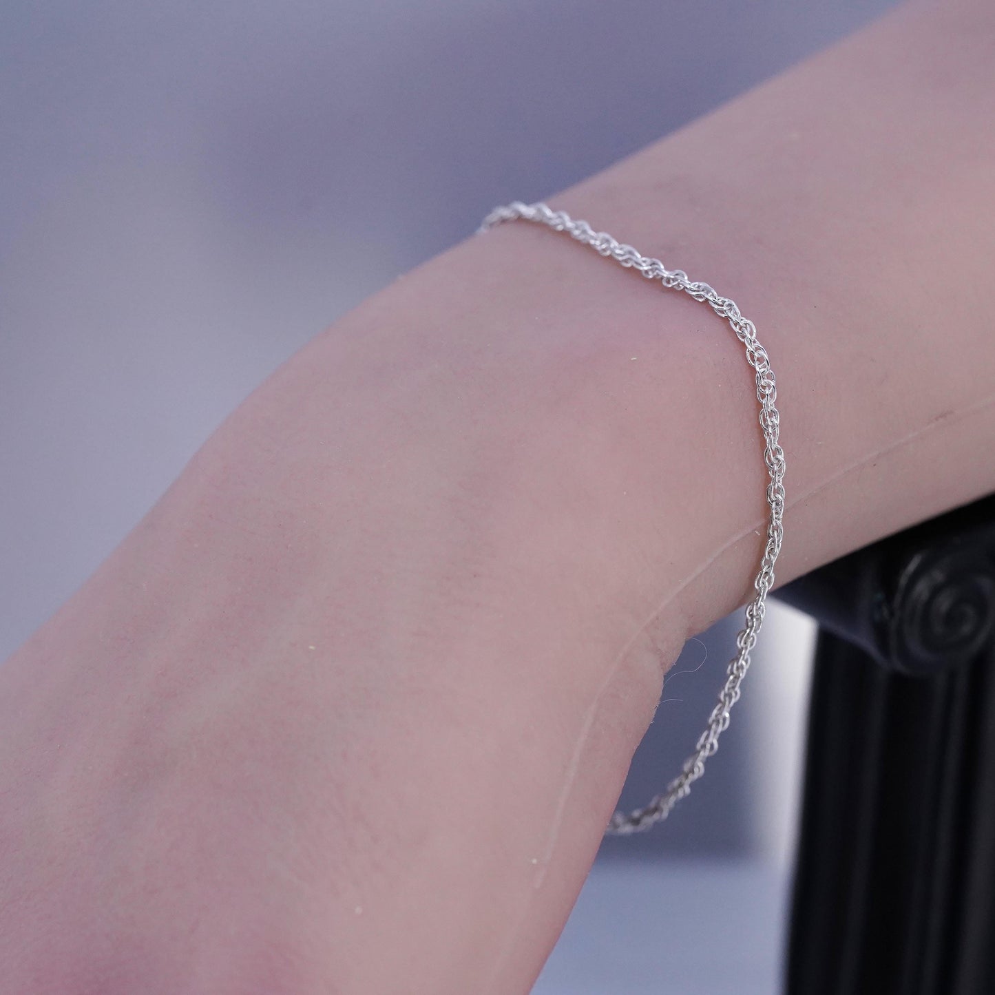 7.25" 2mm, vintage Sterling 925 silver bracelet, Singapore rope chain