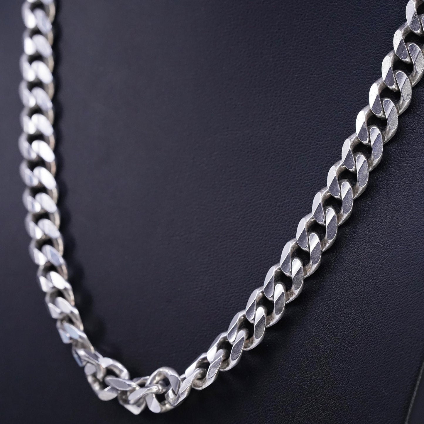 20" 10mm, vintage 192 AR Italian Sterling 925 silver bold curb chain necklace