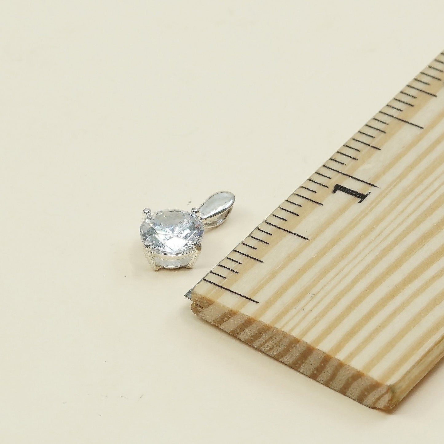 VTG sterling silver cz crystal pendant, 925 silver pendant, stamped 925