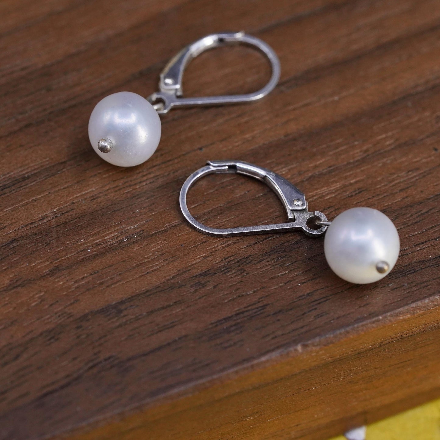 Vintage Sterling 925 silver handmade earrings with pearl drops and lever back
