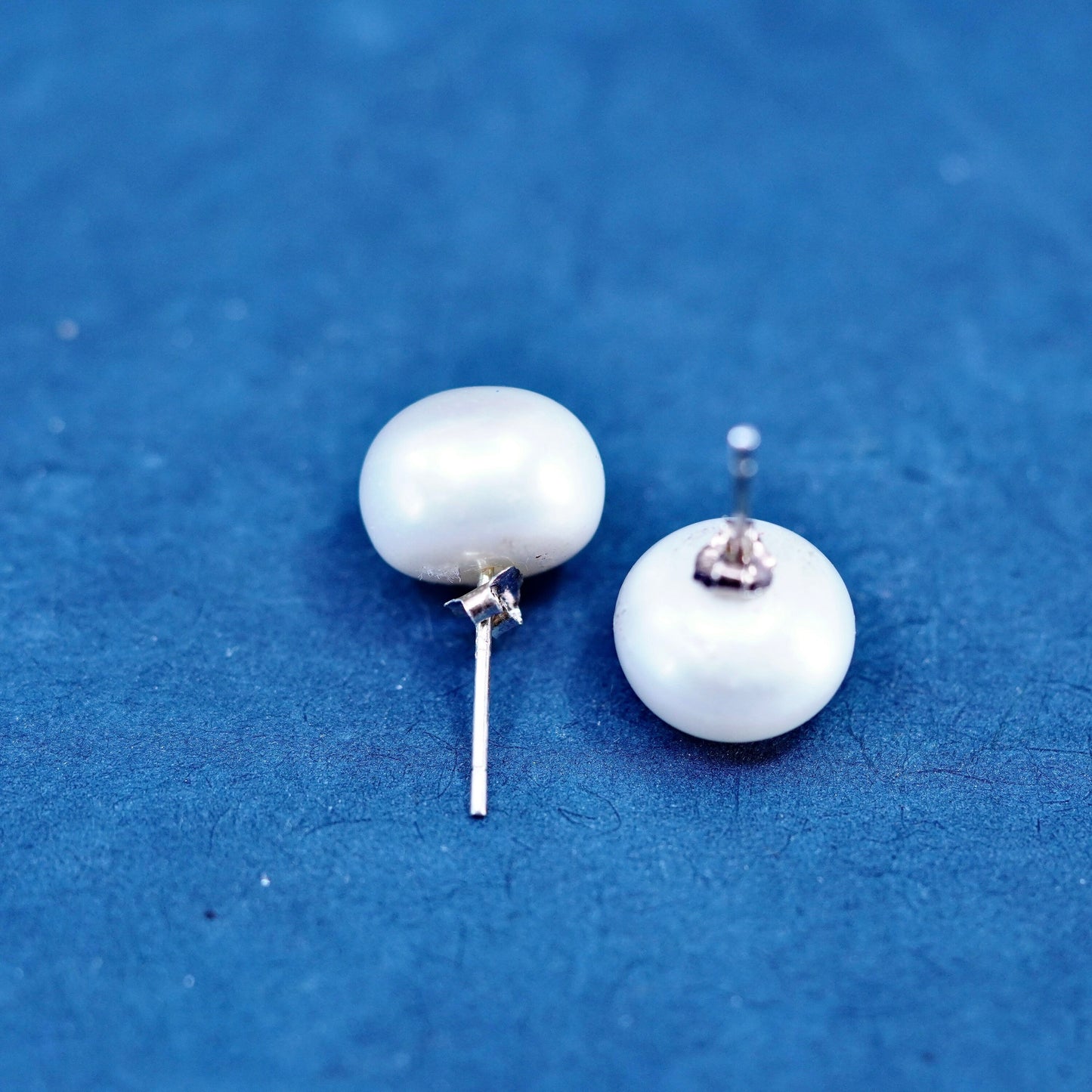 12mm, Sterling 925 silver with huge freshwater pearl studs earrings, stamped 925