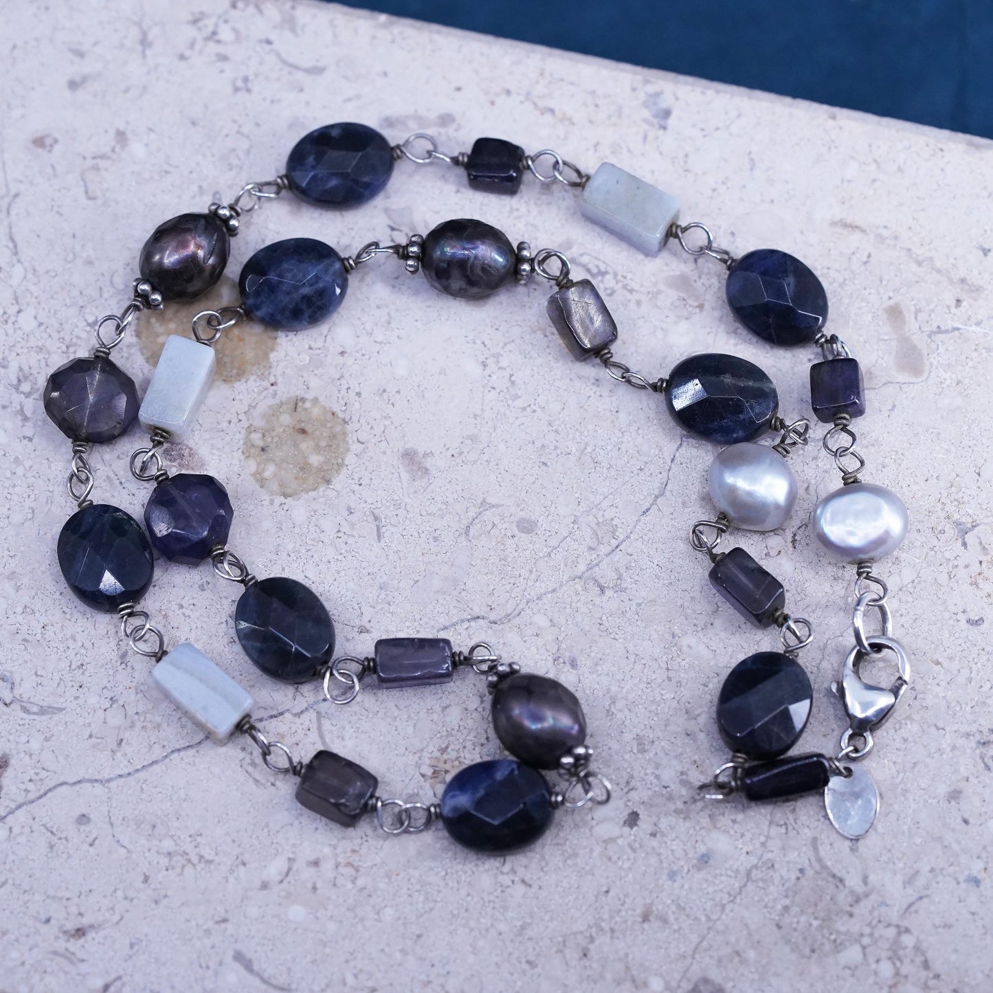 16”, Silpada Sterling Silver pearl agate beads Necklace N1800