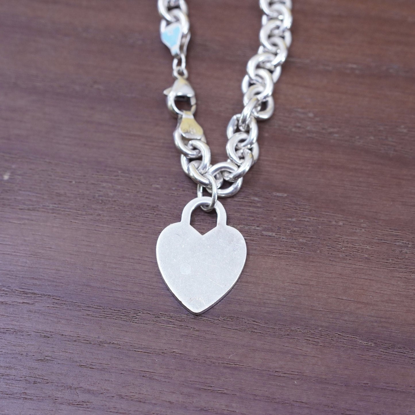 6.75”, Judith Jack Sterling silver bracelet, 925 bold circle chain heart charm