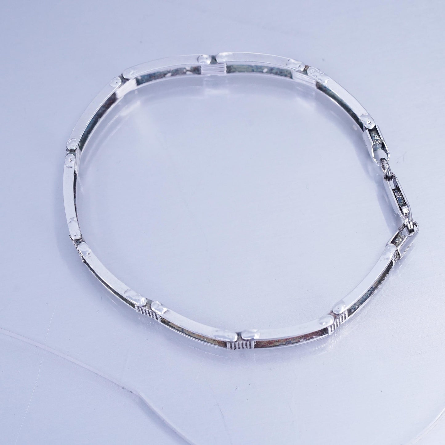 7.75”, Vintage Italy Sterling 925 silver tennis bracelet chain