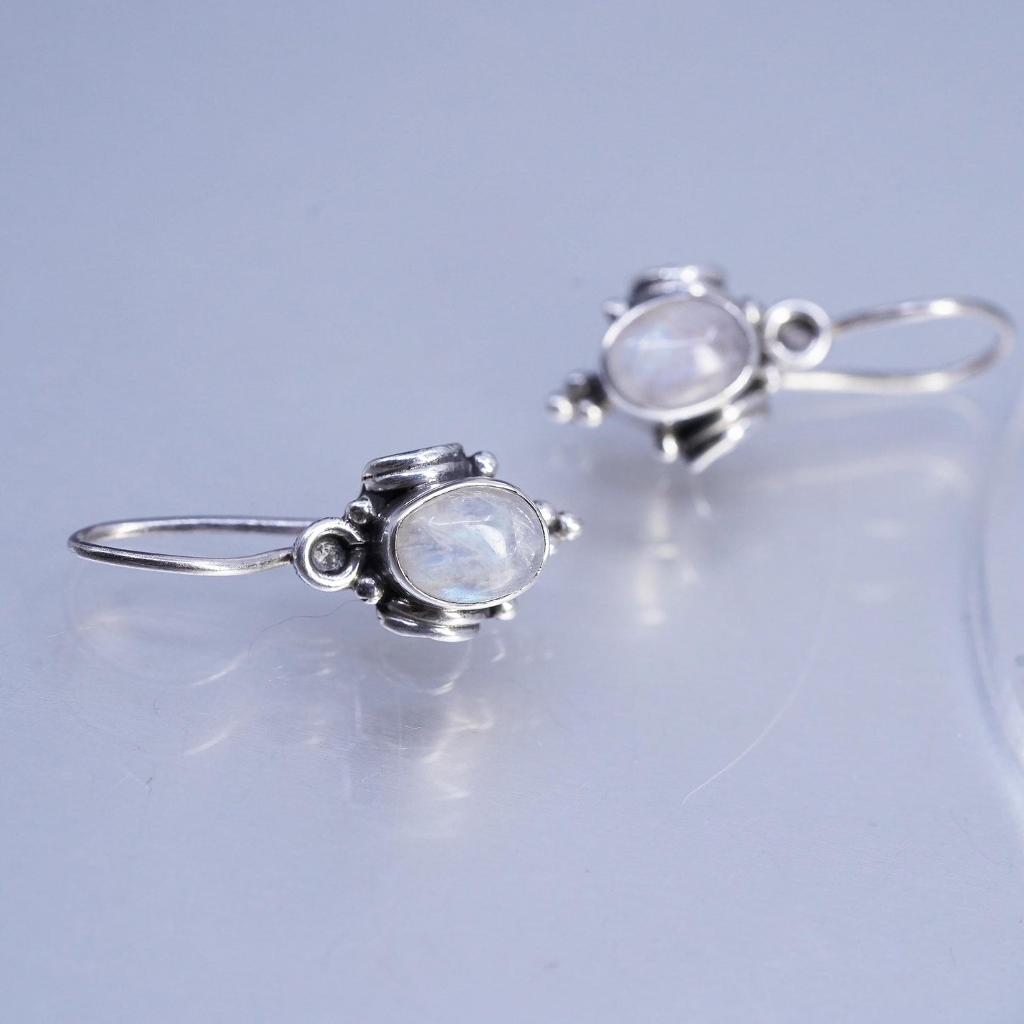 Vintage Sterling 925 silver handmade earrings with moonstone