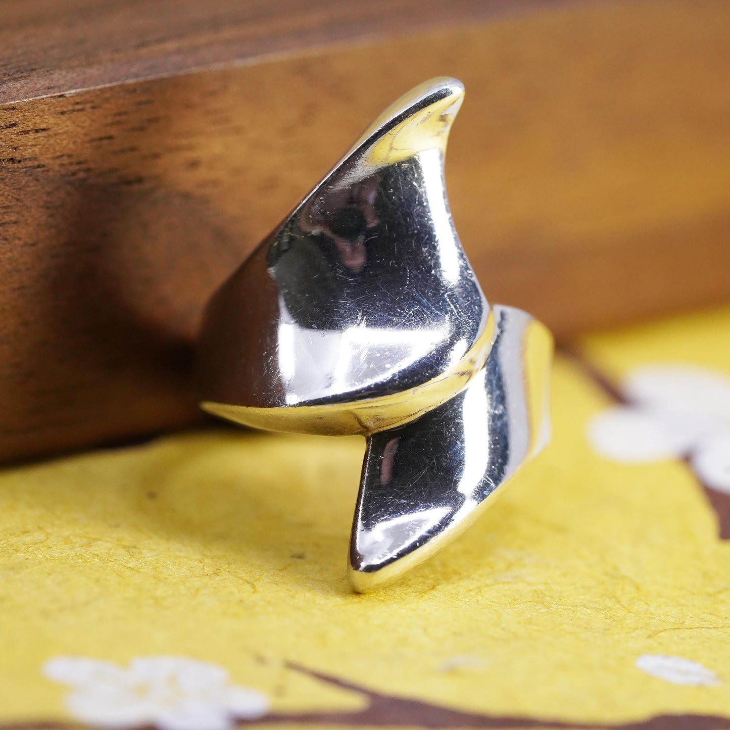 Size 6, vintage Sterling silver handmade ring, Modern 925 wavy band