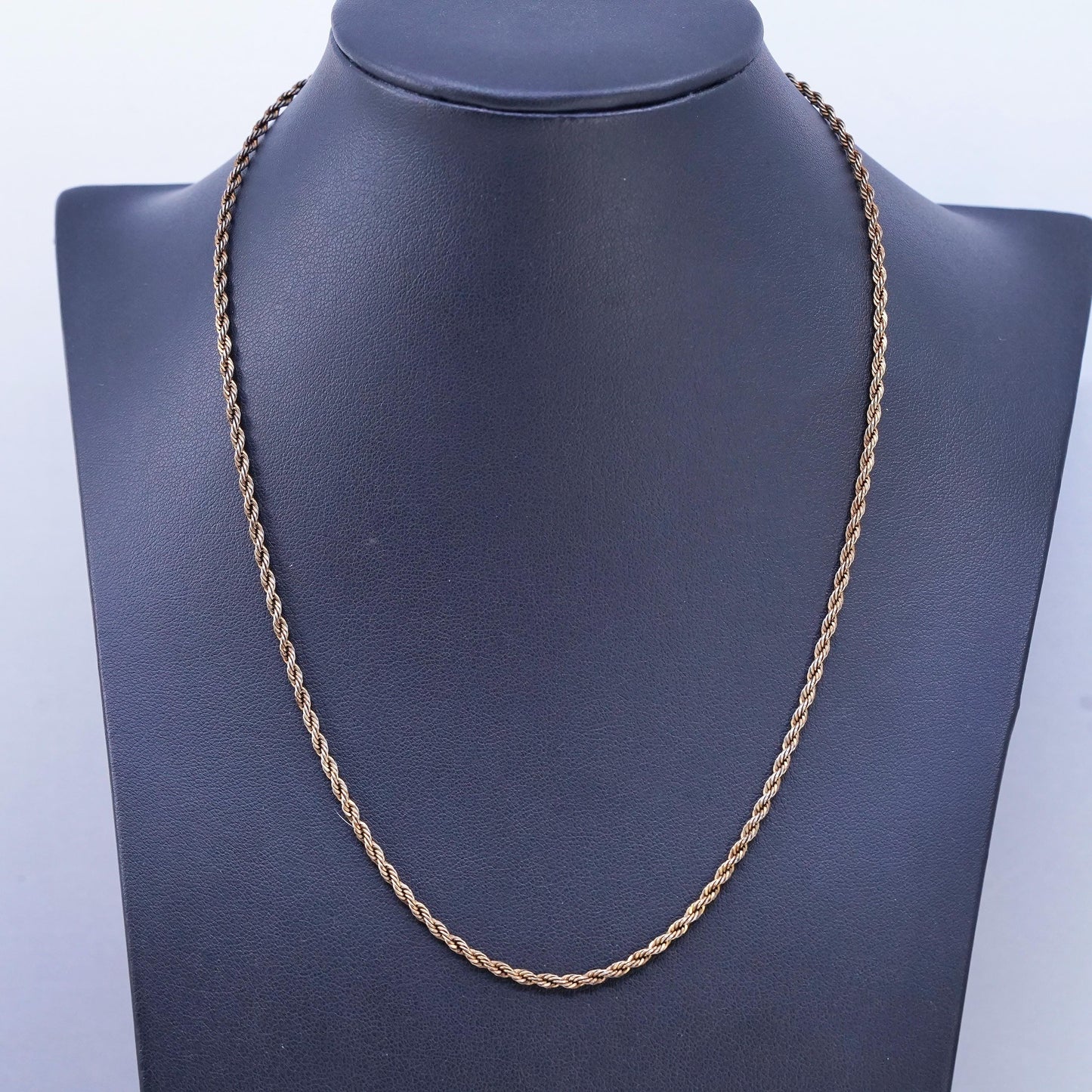 18" USA Danecraft vermeil gold over Sterling 925 silver rope chain necklace