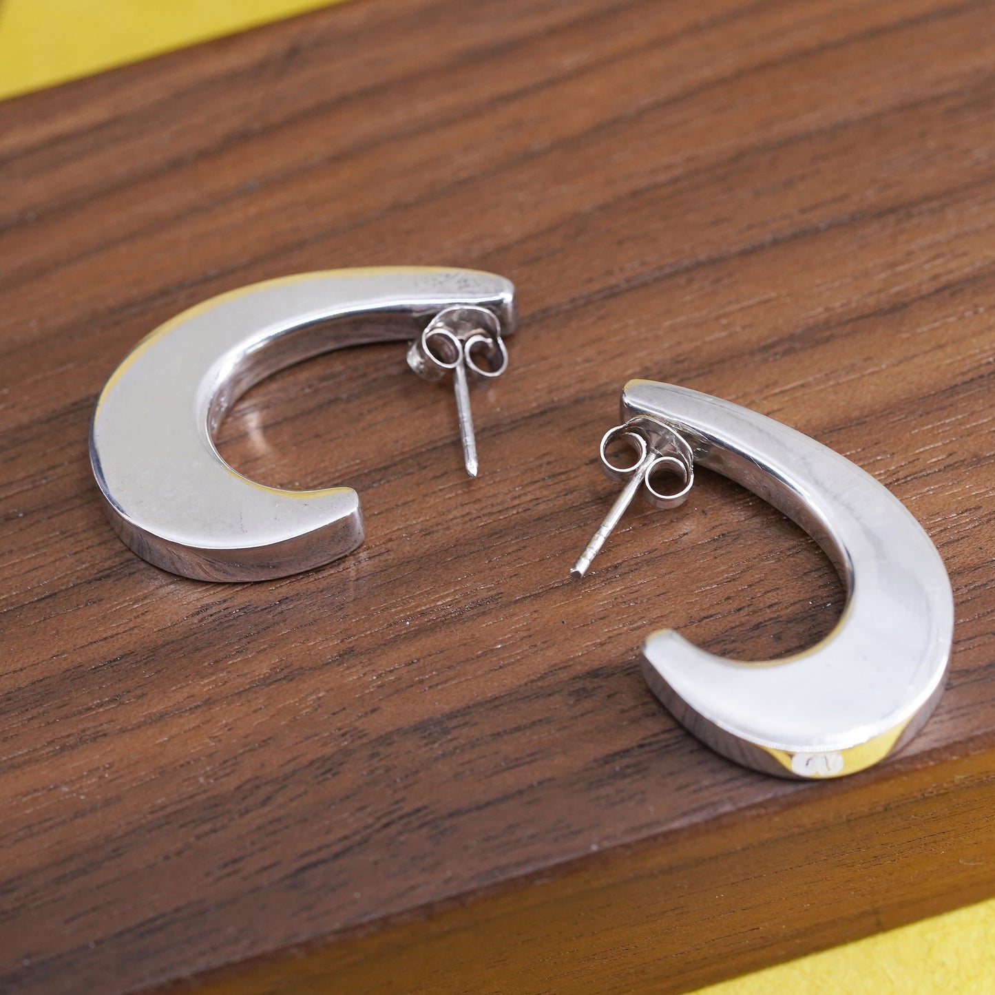 1", Sterling silver handmade hoop earrings, 925 huggie studs