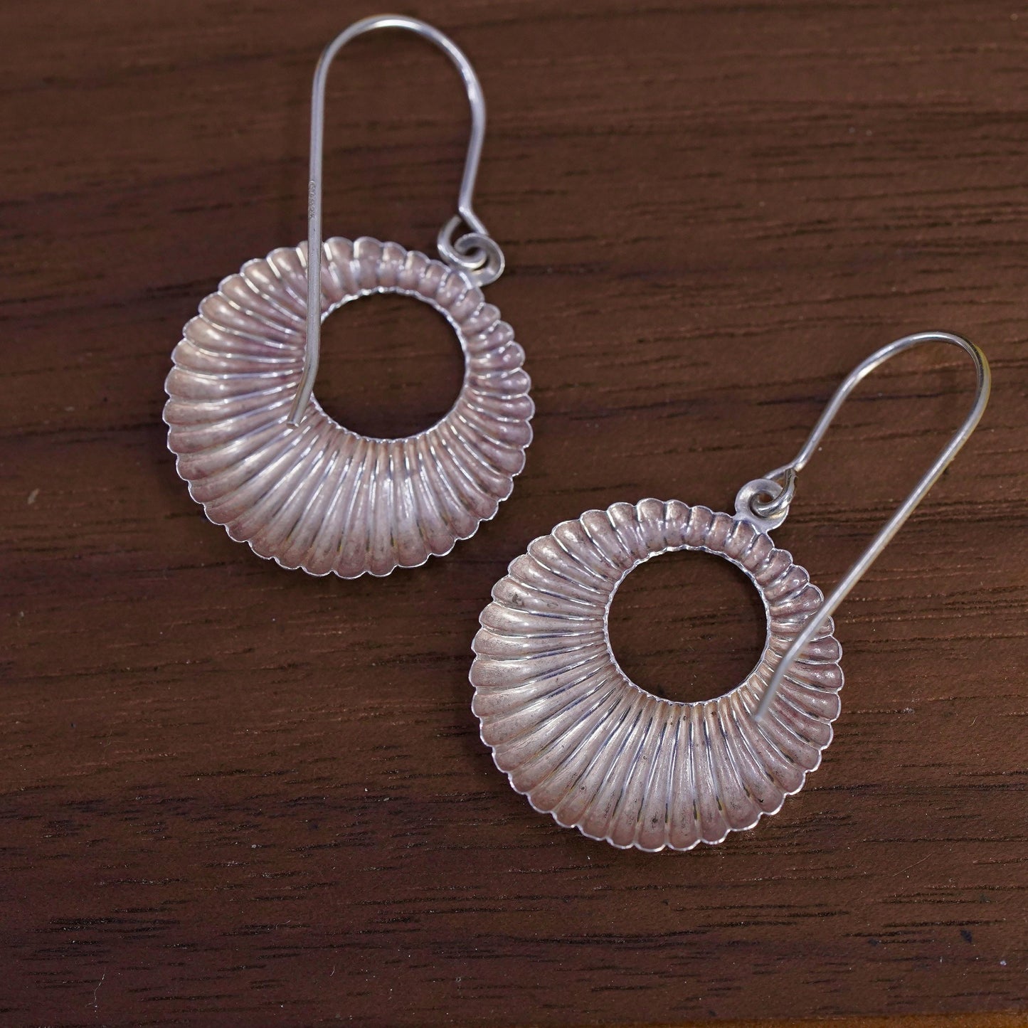 Vintage sterling silver handmade earrings, 925 shell dangles