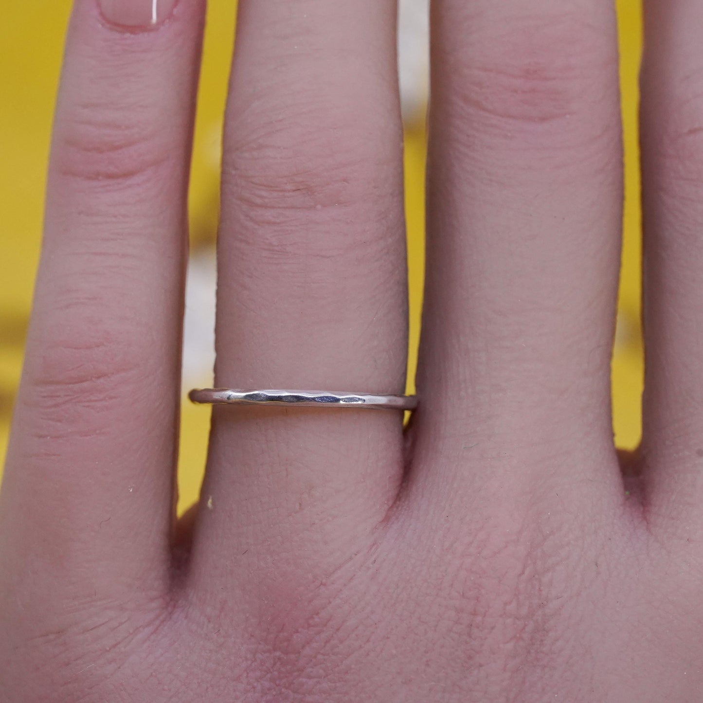Size 7, Vintage Sterling silver handmade ring, 925 stackable textured band