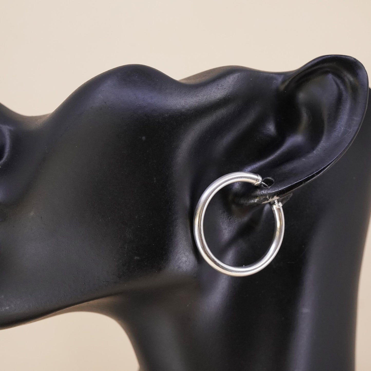 1.25", Vintage sterling silver single earring, bold minimalist primitive hoop