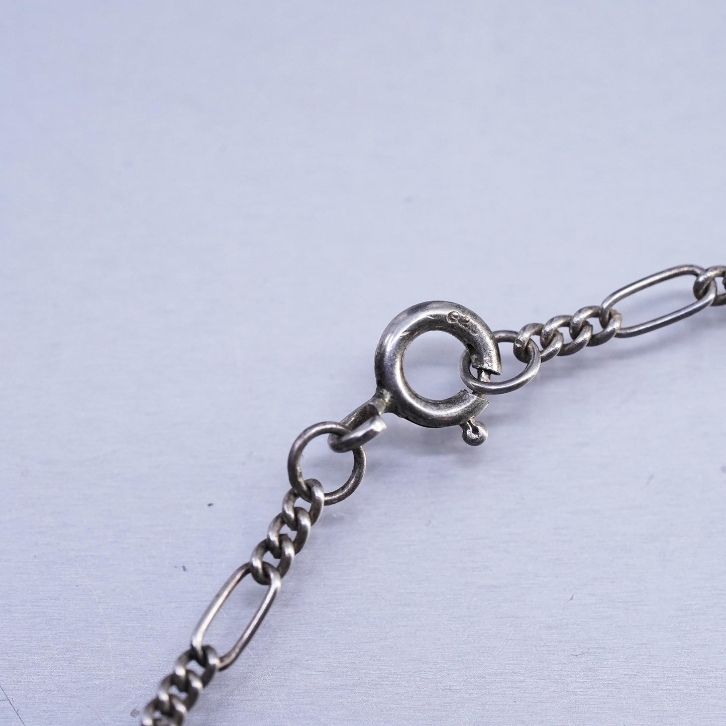 16" 3mm, vintage Sterling 925 silver figaro chain necklace
