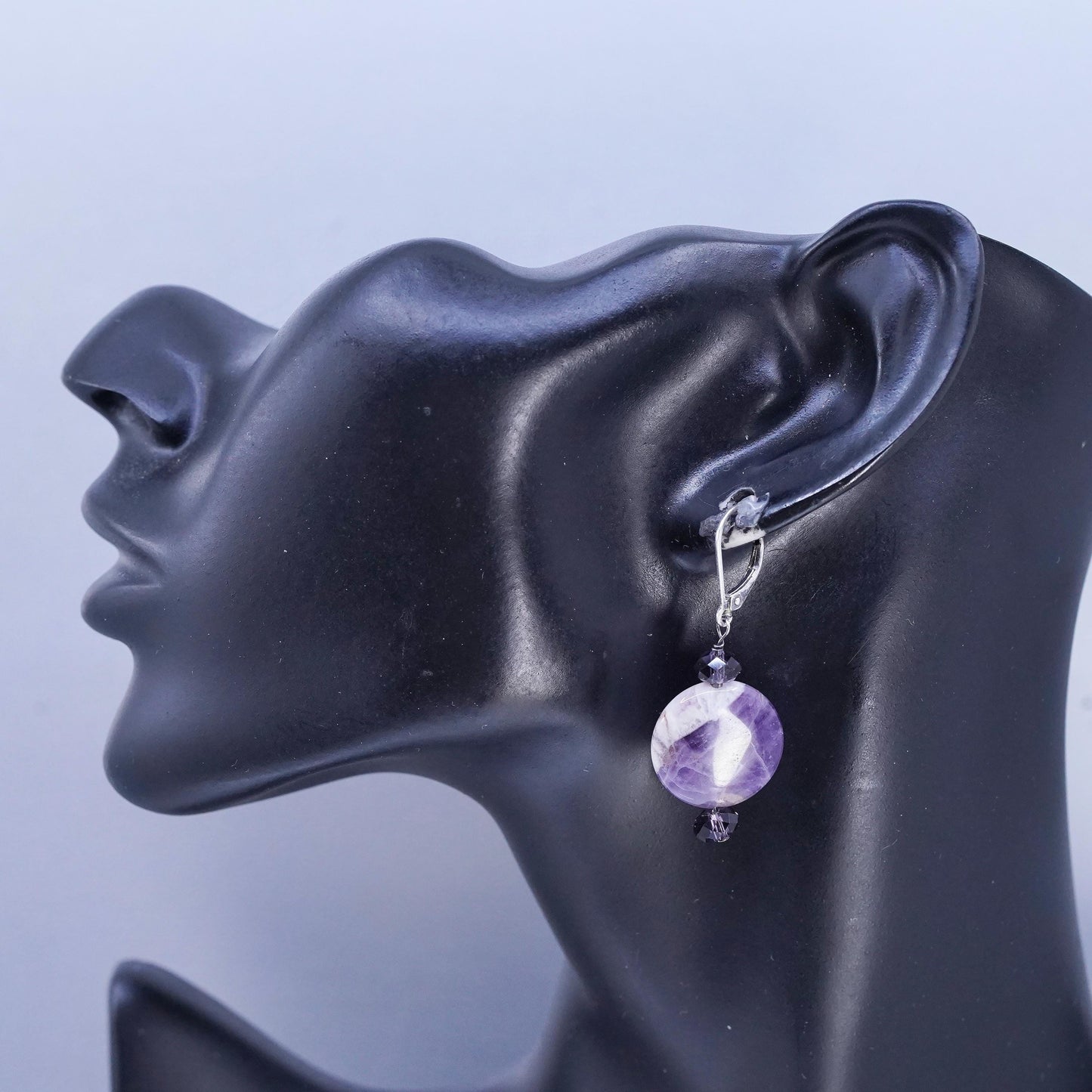 Vintage Sterling 925 silver handmade earrings with amethyst beads