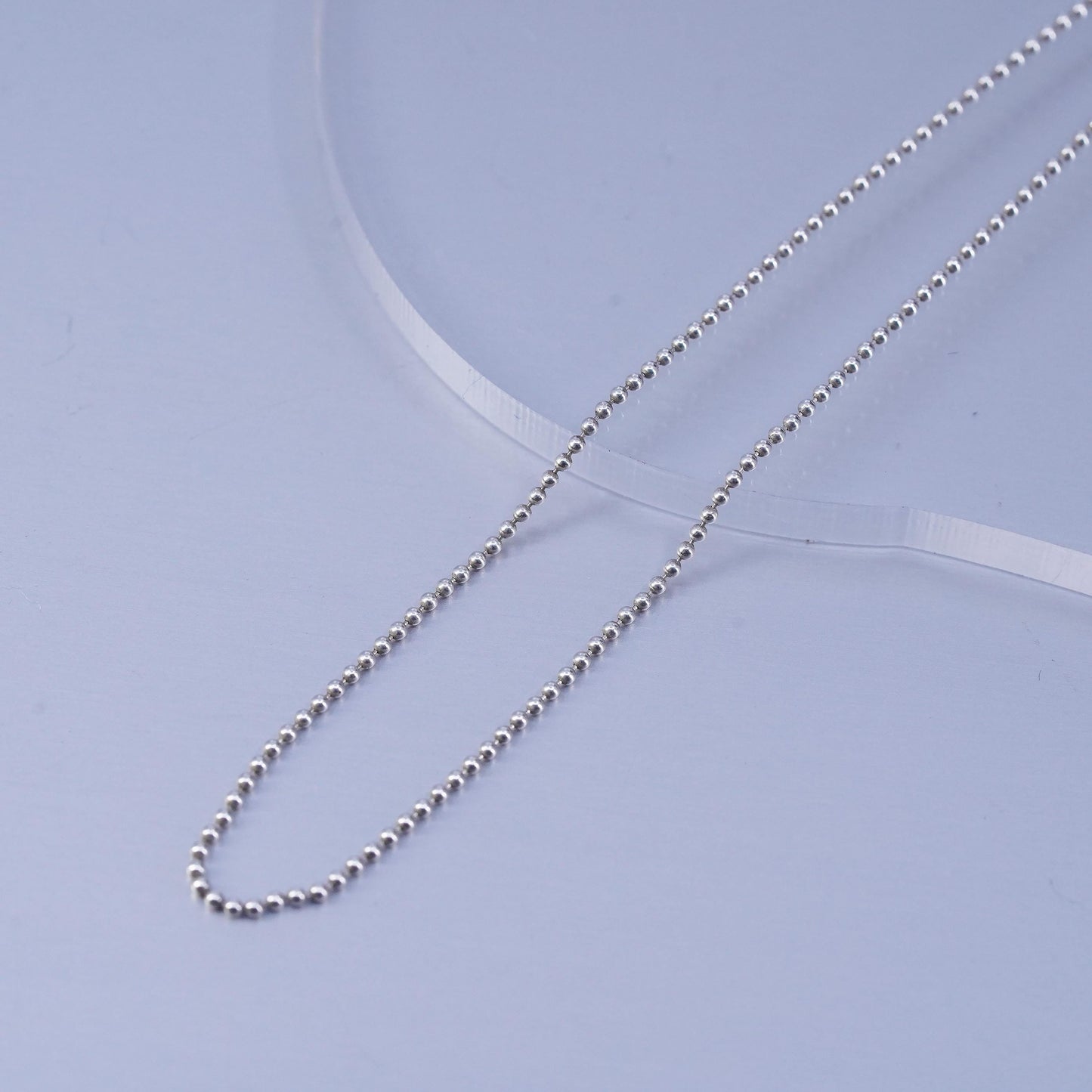 18” 1mm, vintage Italy Sterling 925 silver bead chain necklace