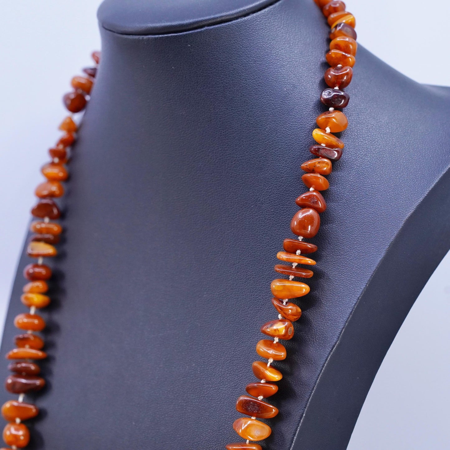 26", vintage southwestern amber heishi handmade necklace