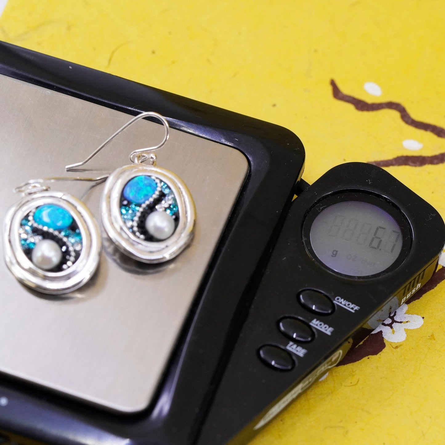 Israel Orit Schertzman Sterling 925 silver handmade oval earrings opal pearl