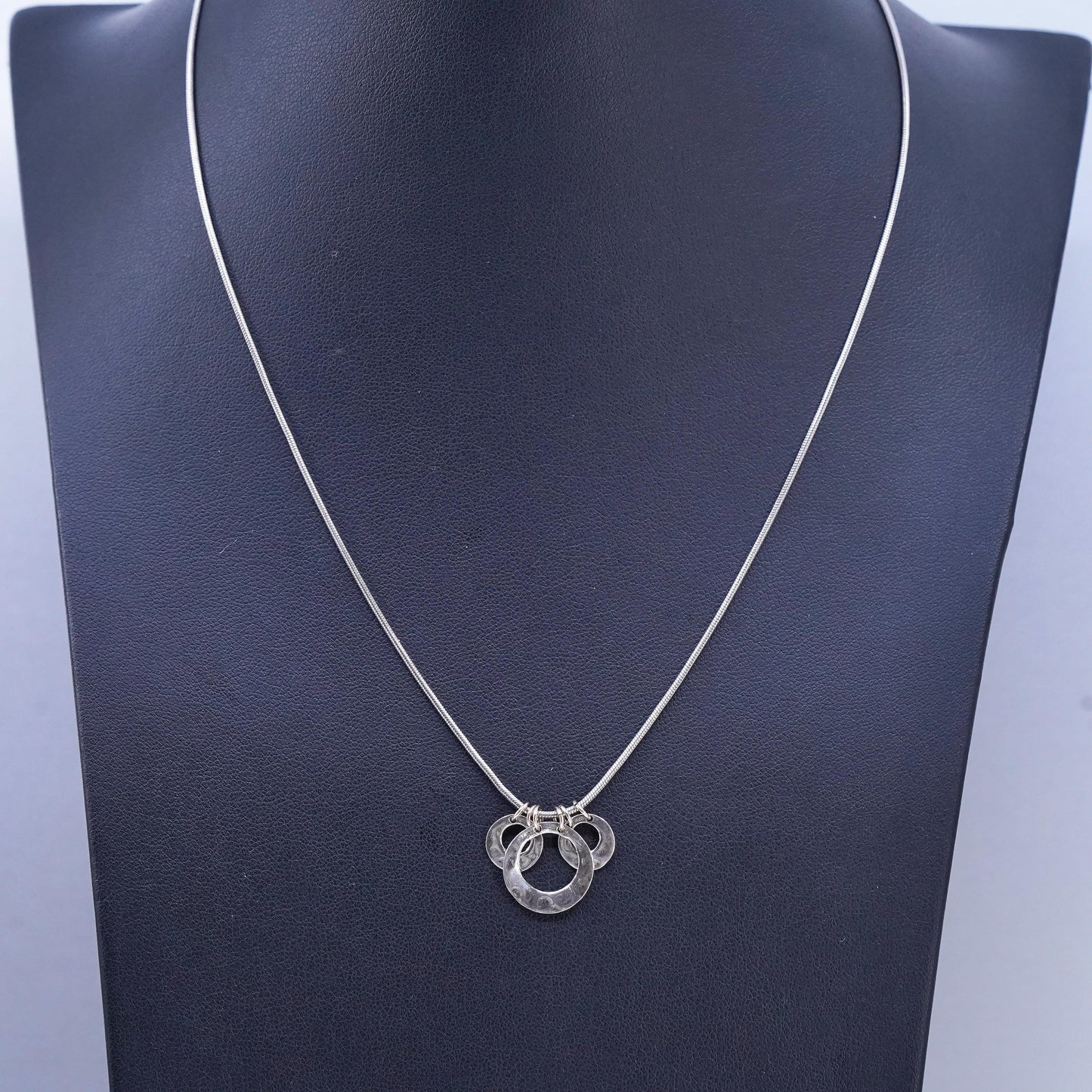18", Brighton Sayan Sterling Silver snake Necklace and hammered circle pendant