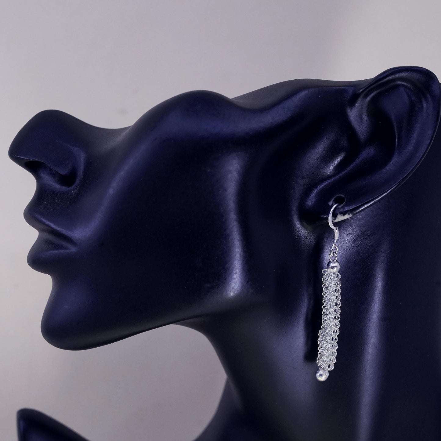 Vintage sterling silver earrings, 925 twisted dangles