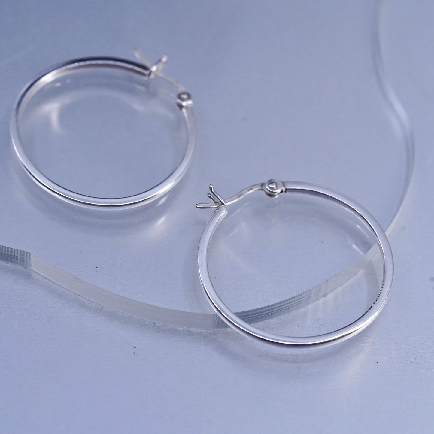 1.25", Vintage Italian 925 Sterling Silver Hoops Earrings, 925 silver huggie