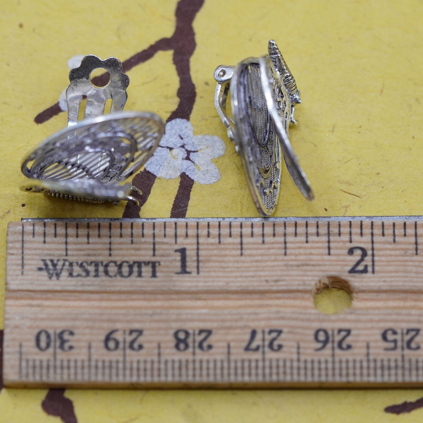 VTG Germany Sterling silver handmade clip on, 925 filigree butterfly earrings