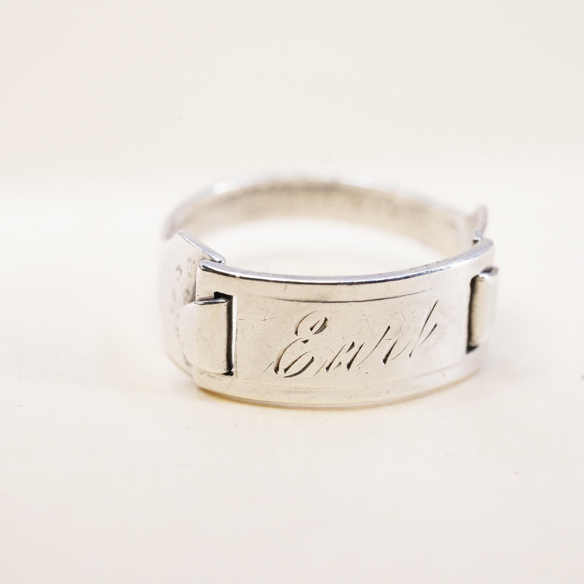 Size 4, Sterling Silver 925 Earl Name Ring, Signet Ring, Personalized Name Band