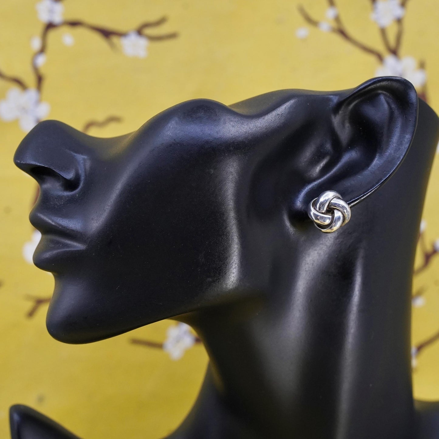 Vintage Sterling silver entwined beads studs, 925 earrings