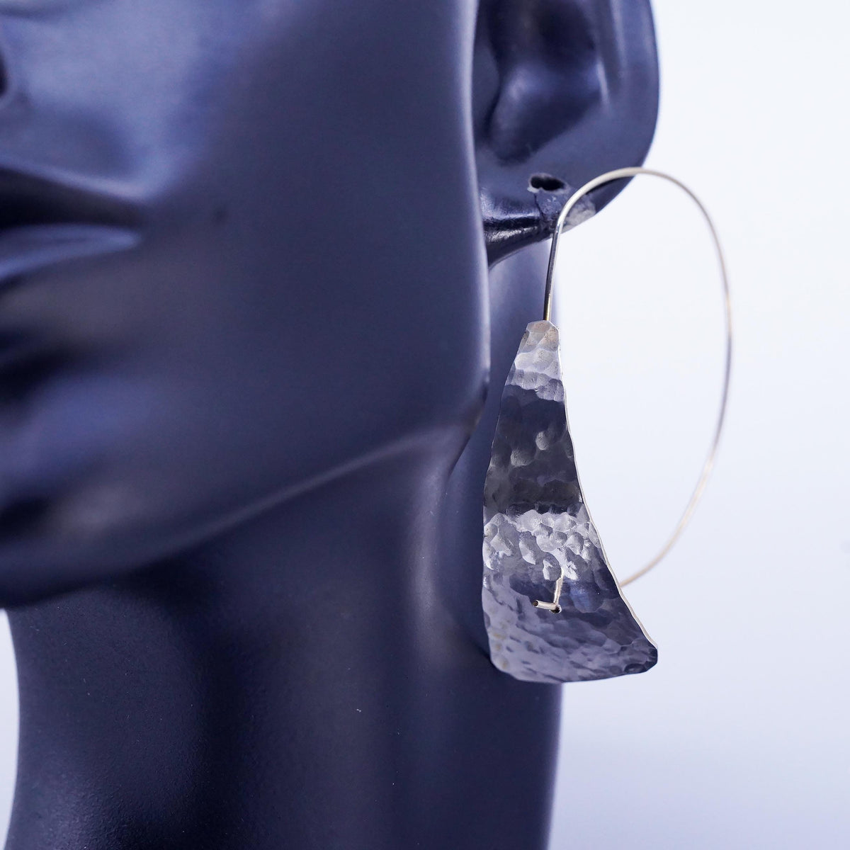 VTG Turkish Sterling 925 silver textured tag earrings with 14K gold wire hooks