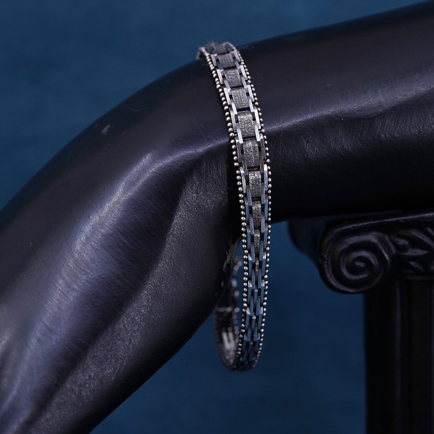 7.25", Vintage Italian sterling 925 silver chain, Italy Riccio bracelet