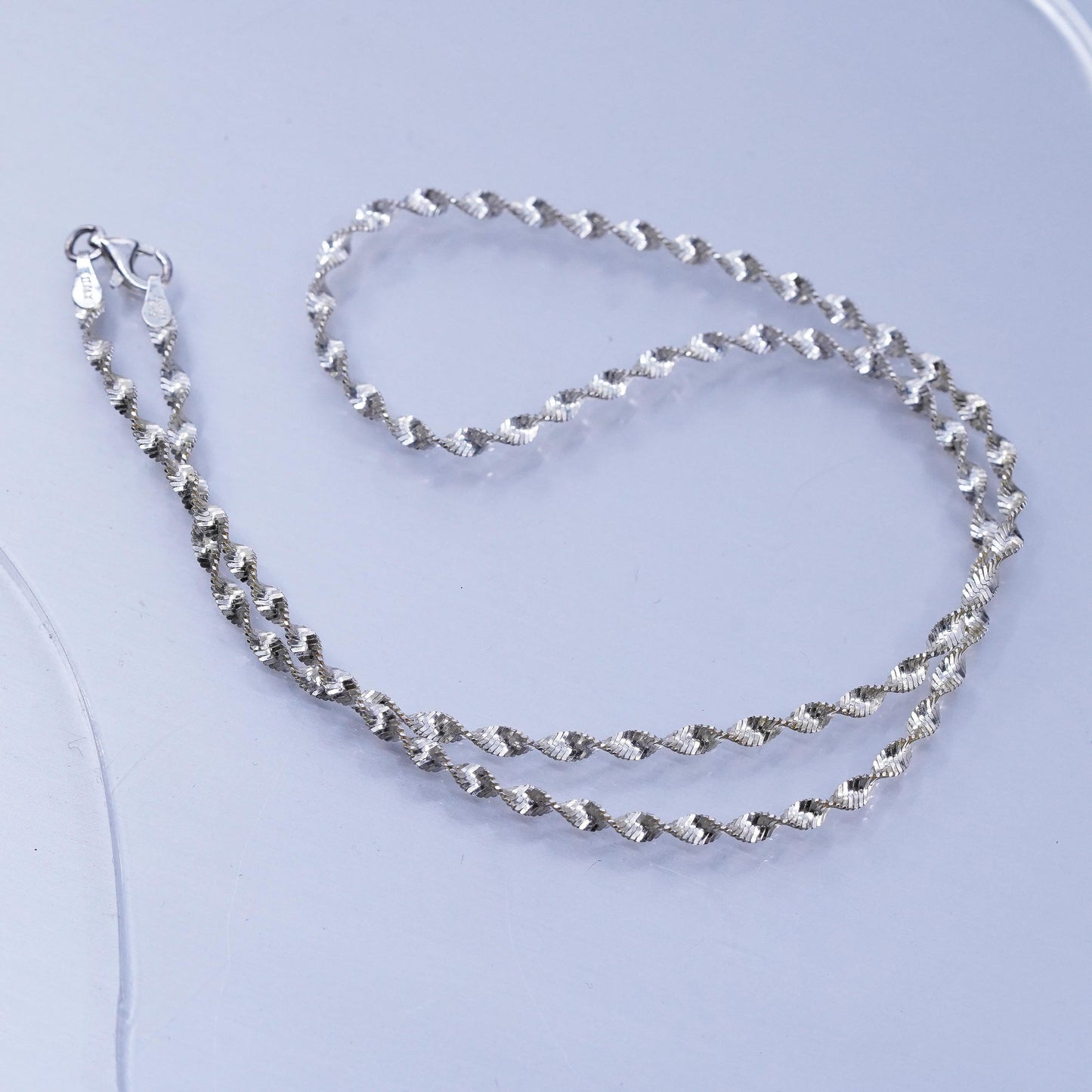 18” vermeil gold over Sterling 925 silver twisted herringbone chain necklace