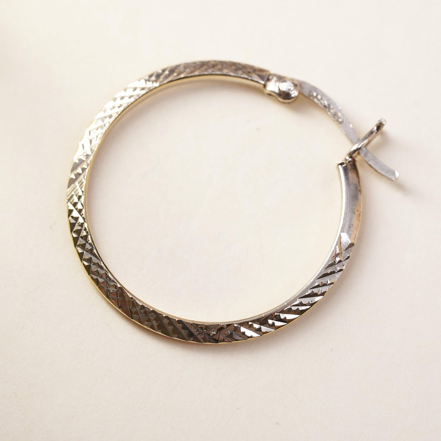 0.75", Vintage vermeil yellow gold over sterling silver single earring, hoop