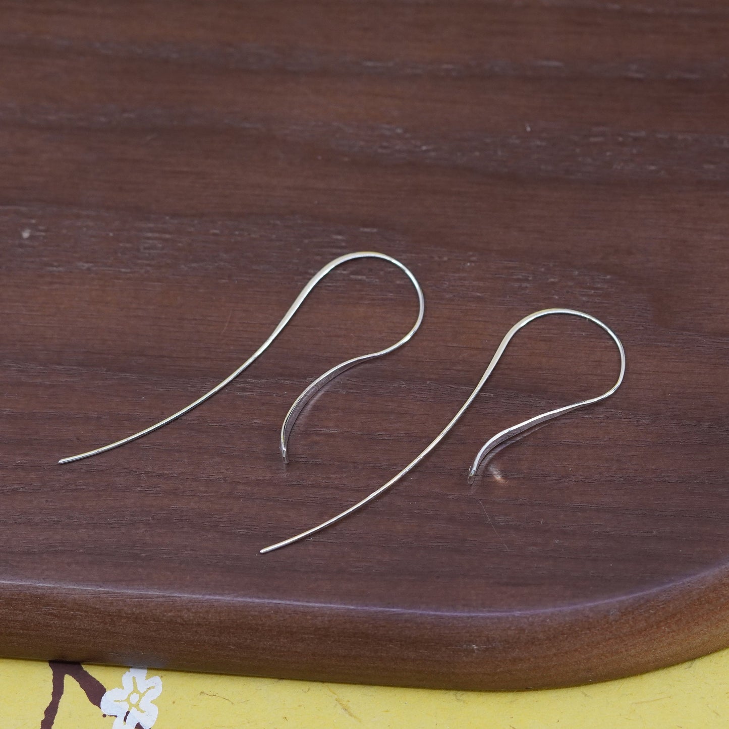 Vintage Sterling silver handmade earrings, long 925 teardrop spoon drops