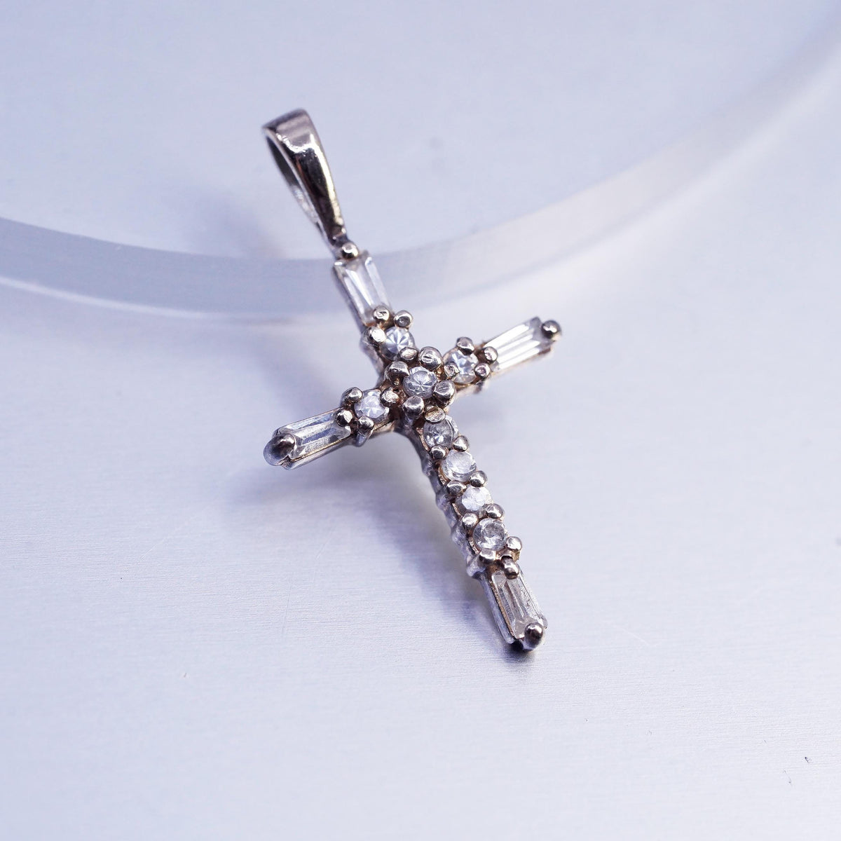 Vermeil Gold Over Sterling Silver 925 CZ Cross Pendant Christian Crucifix Charm