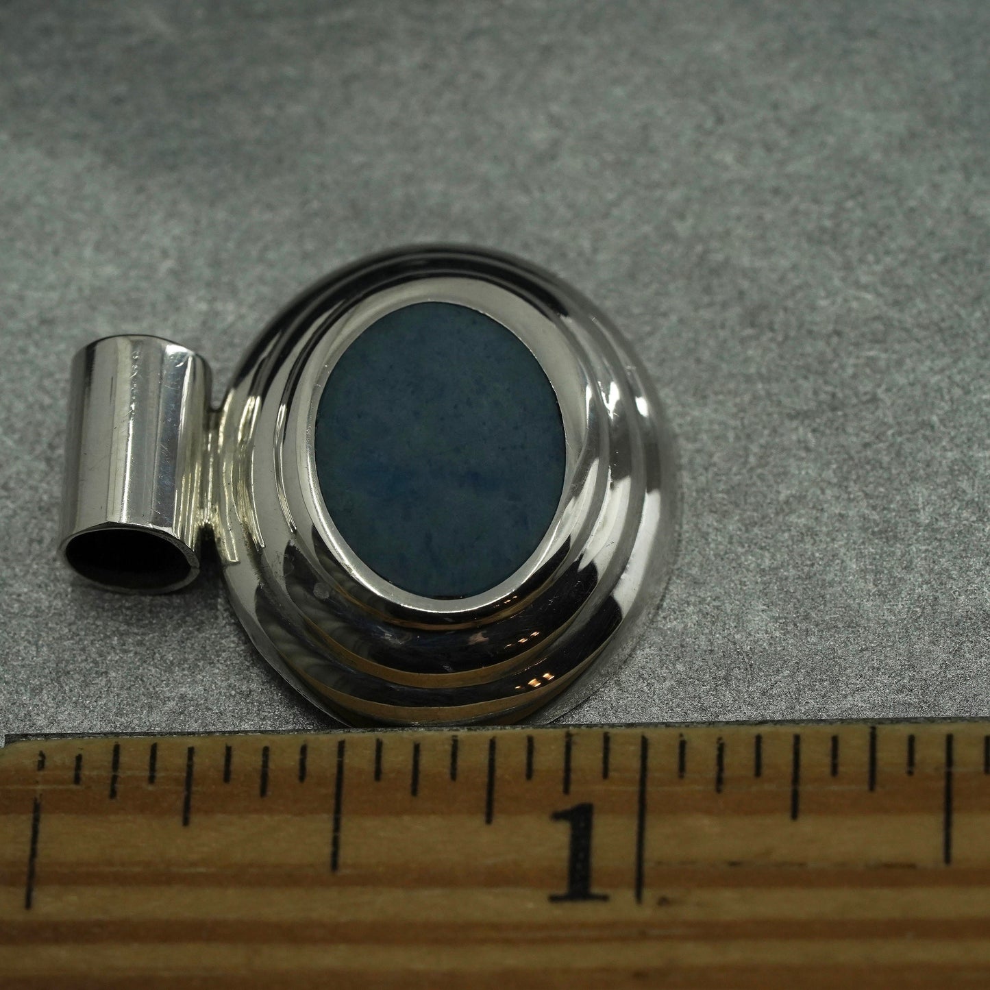 Vintage Mexico sterling 925 silver handmade pendant with oval sodalite