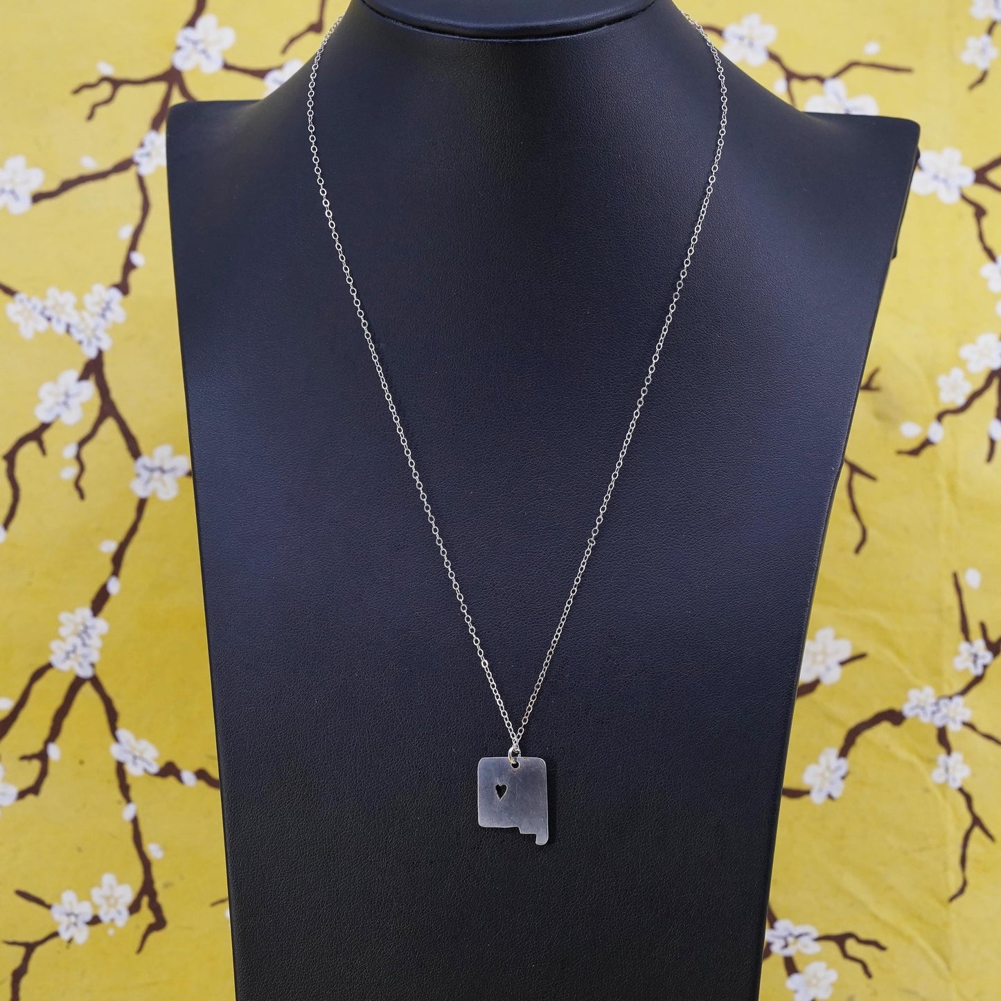 18", Sterling silver necklace, 925 flatten circle chain with tag heart pendant