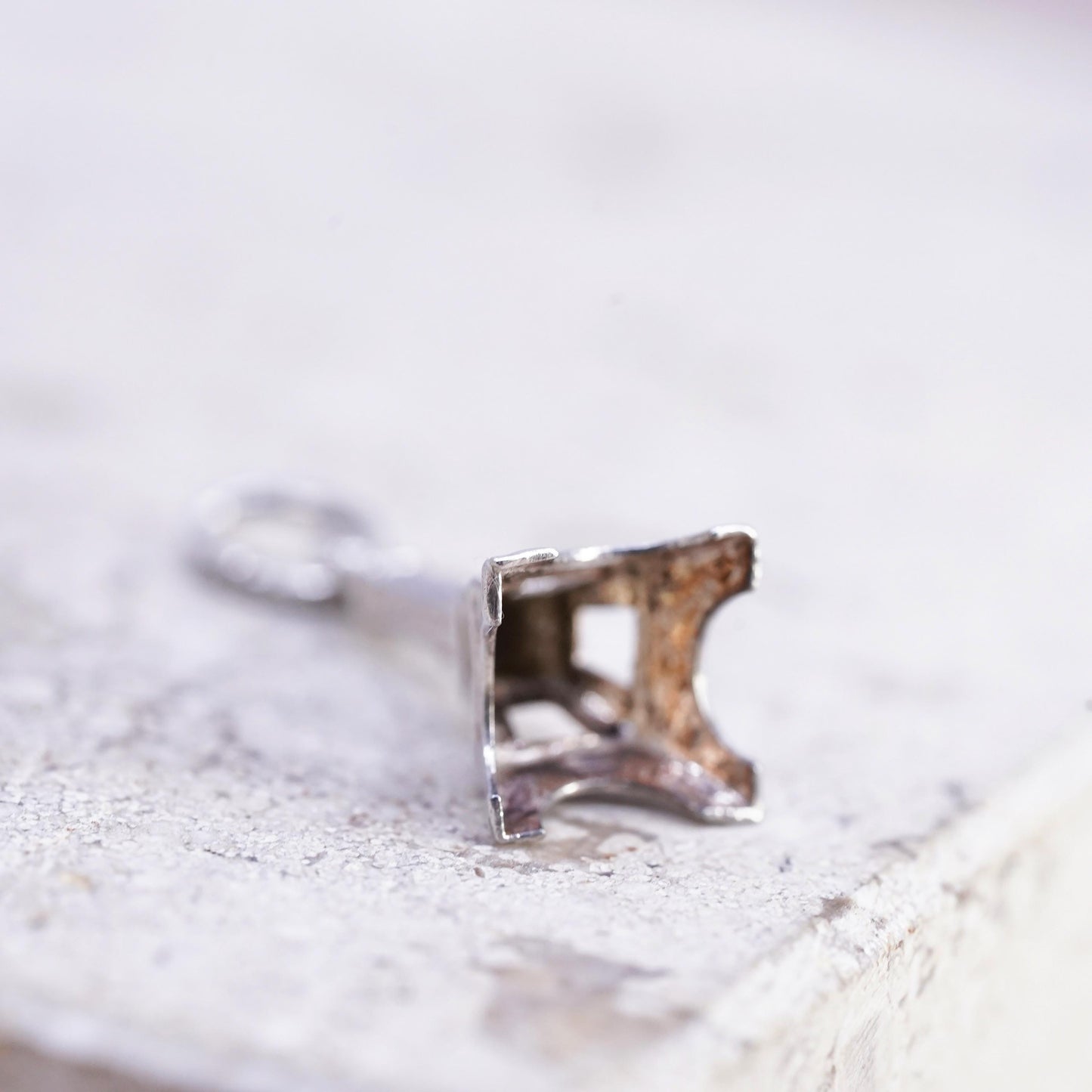 Vintage Sterling silver handmade pendant. 925 skating tower charm