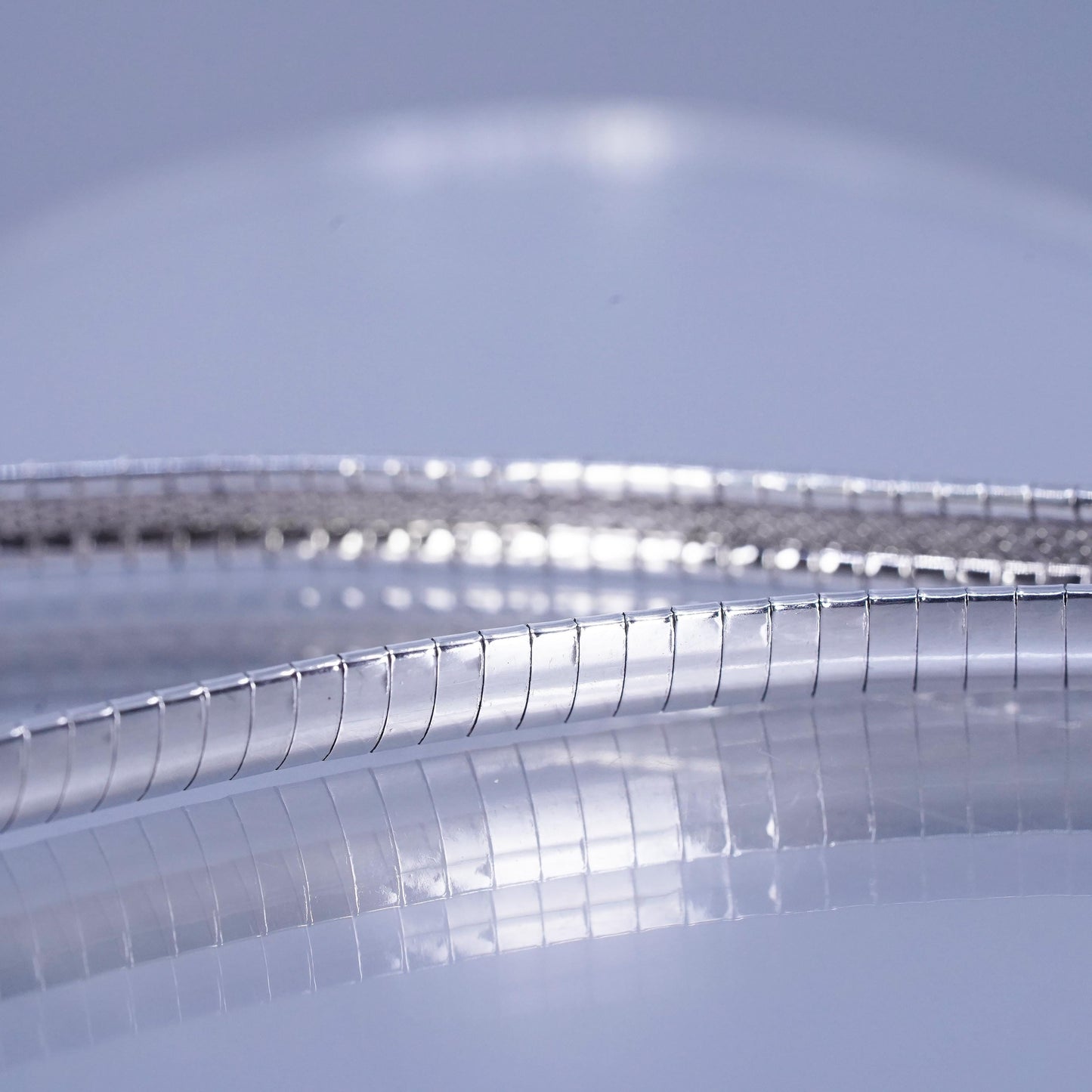 18” 7mm, vintage Italy 925 silver omega chain necklace