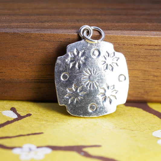 MEX Sterling Silver Snowflake Pendant, Stamped Winter Charm, Southwestern 925