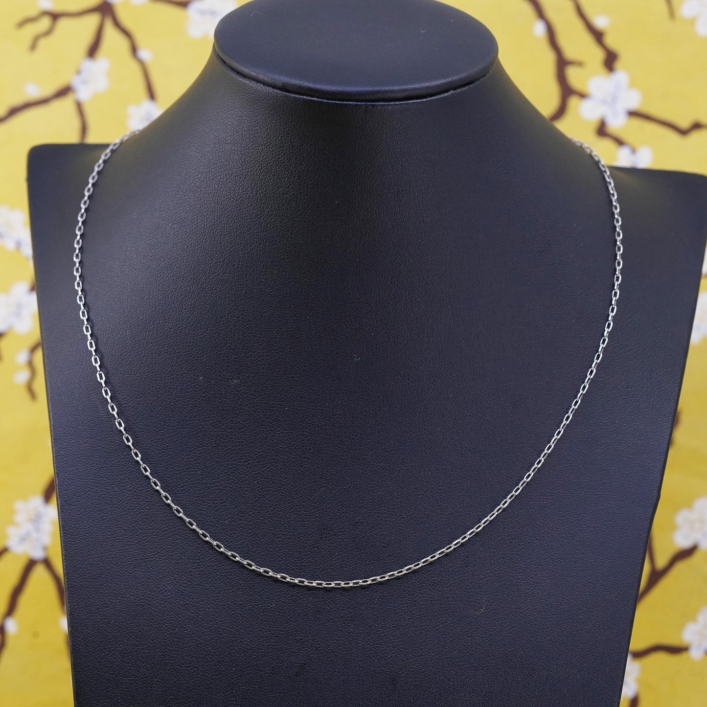 18" 1.6mm, vintage Sterling silver necklace, 925 oval link chain