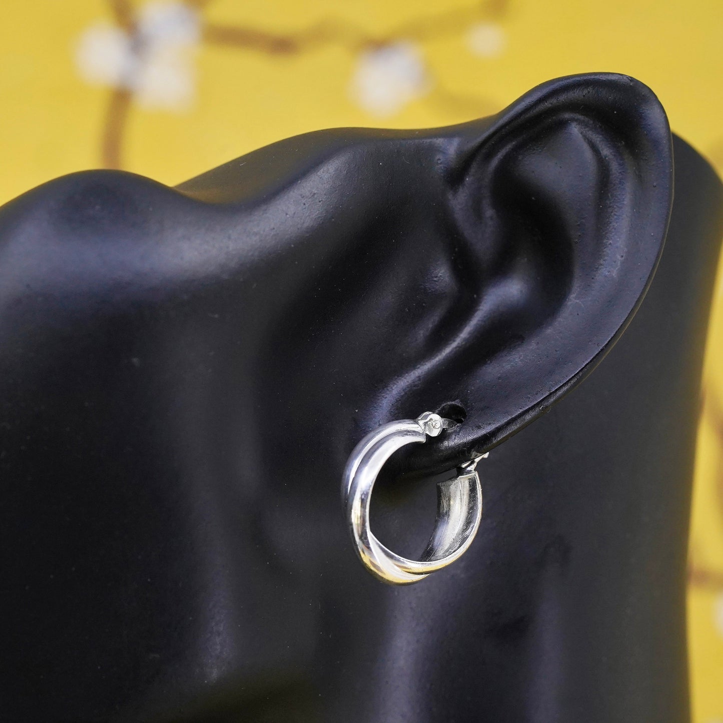 0.75”, Vintage Sterling 925 silver handmade earrings, 925 entwined hoops