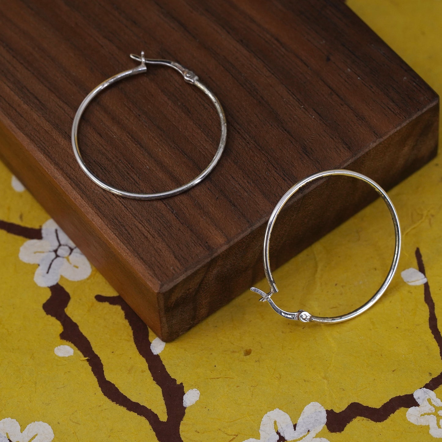1.25", vintage Sterling silver handmade earrings, 925 hoops