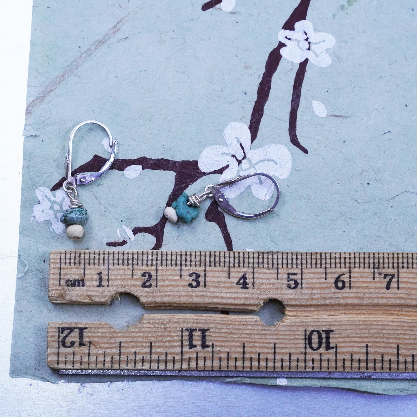 Vintage Sterling silver 925 handmade earrings with turquoise beads
