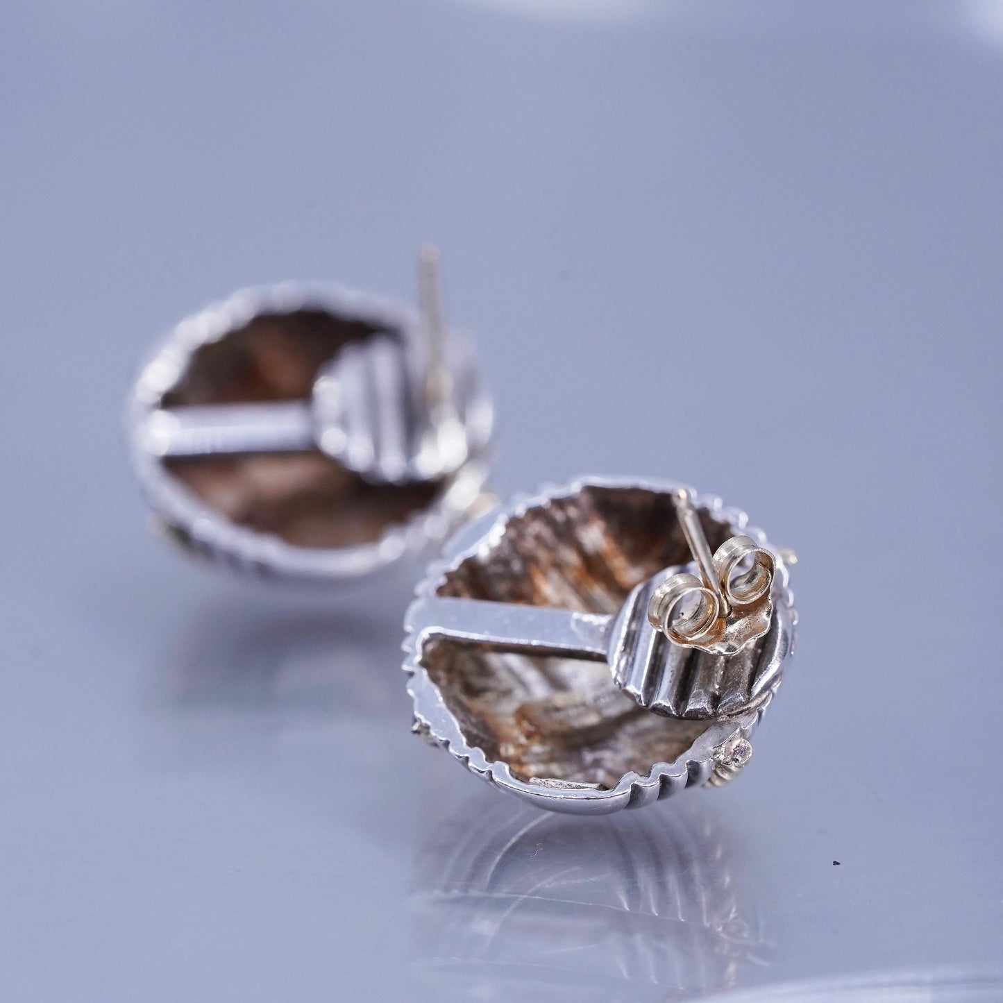 designer MB 14K yellow gold cable Sterling 925 silver handmade earrings, studs