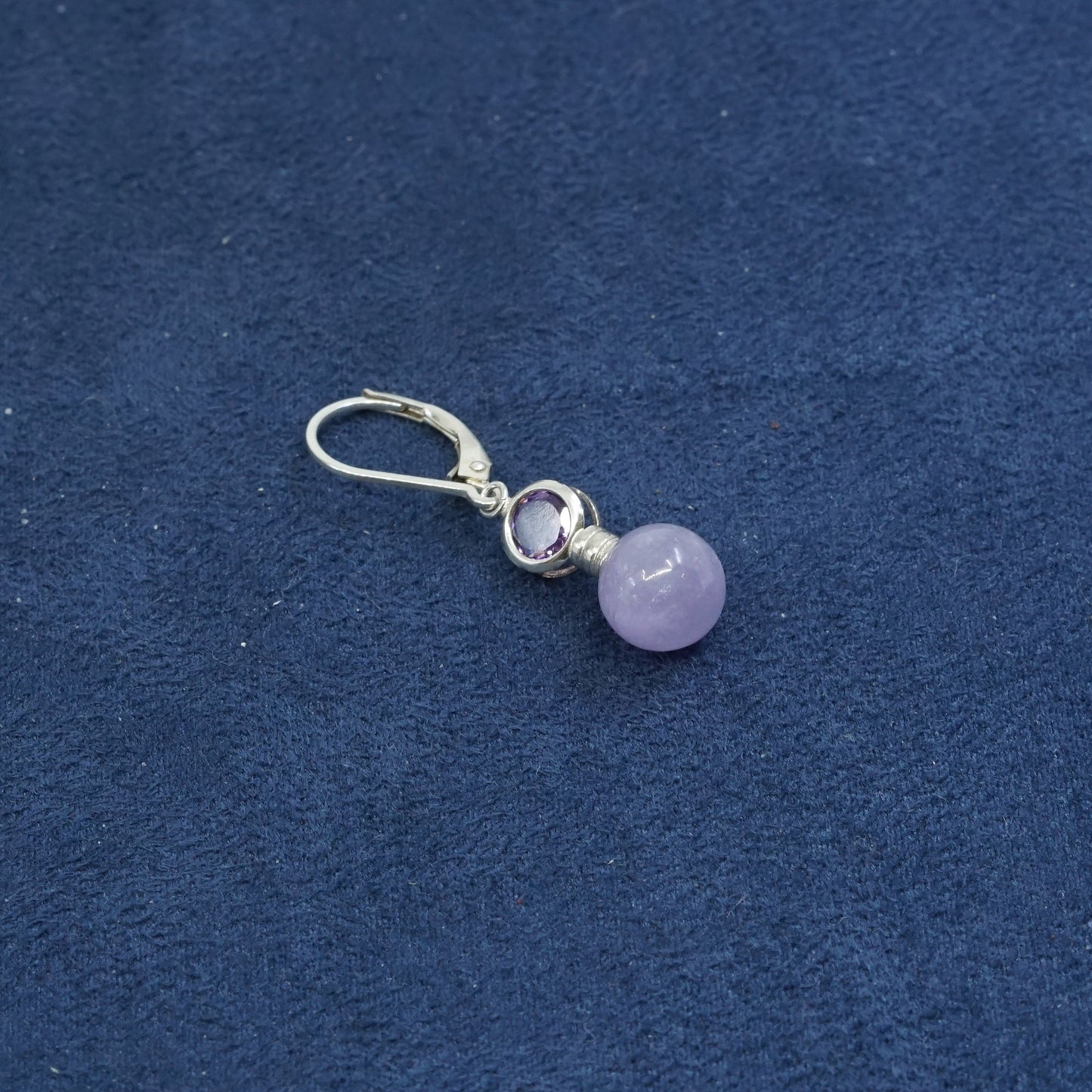 vtg sterling silver handmade earrings, 925 w/ bead amethyst dangles